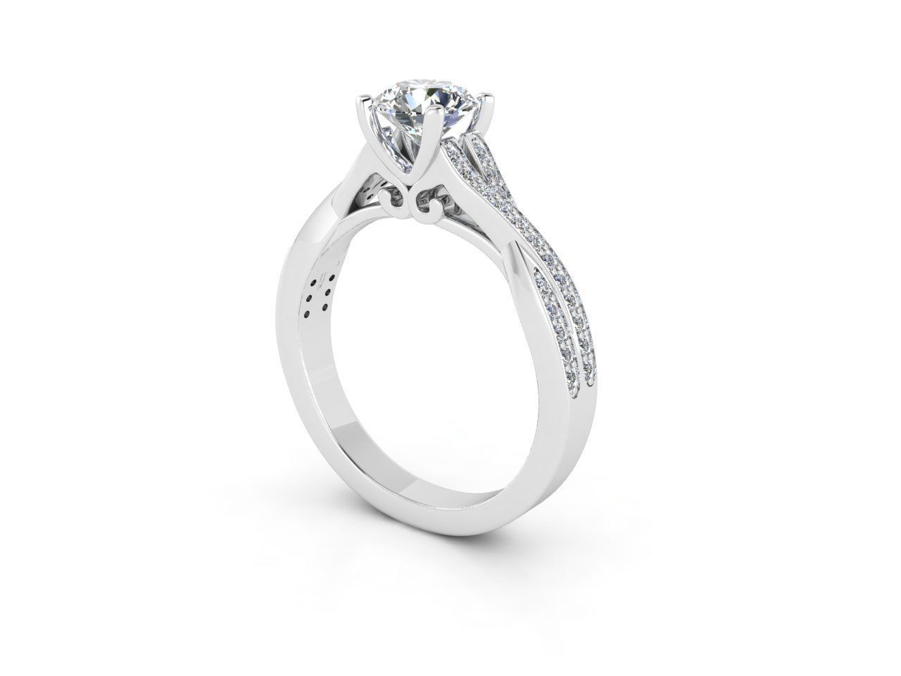 aj-027 diamond engagement ring gold 3D print model_1
