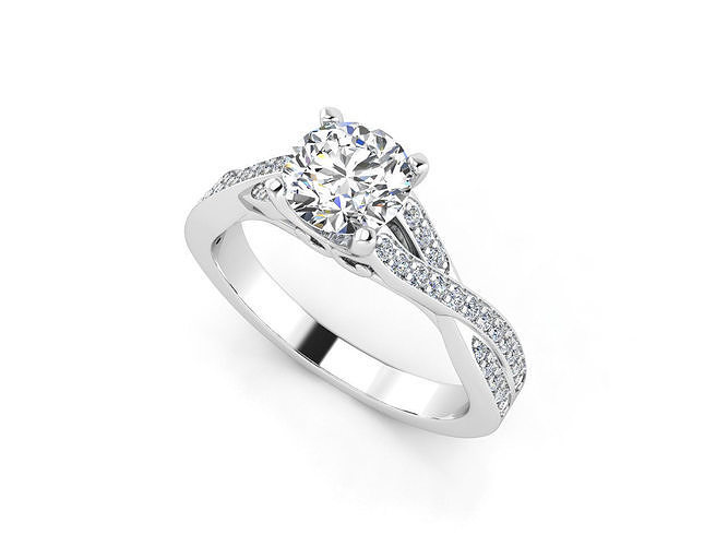 aj-027 diamond engagement ring gold 3D print model