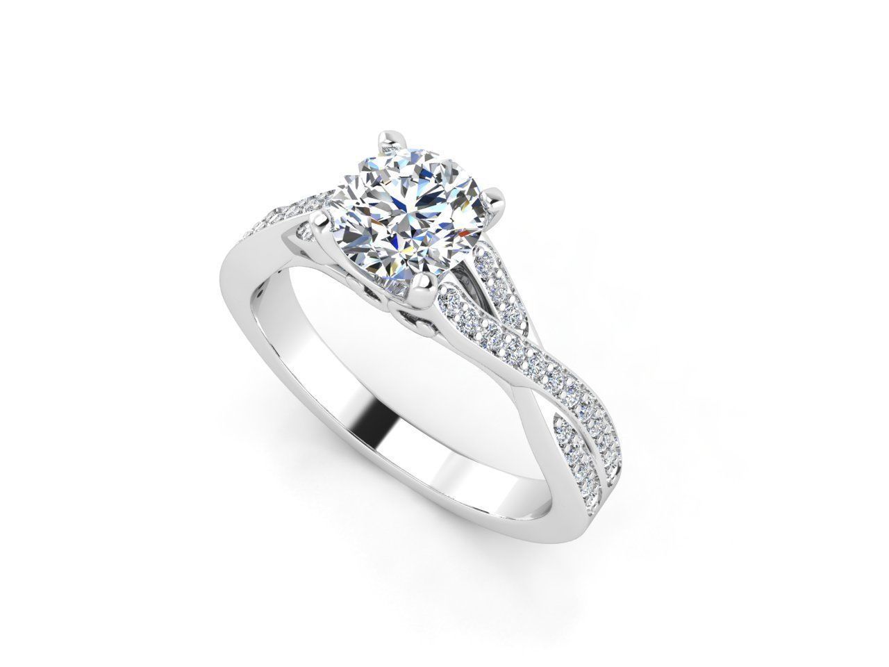 aj-027 diamond engagement ring gold 3D print model_3
