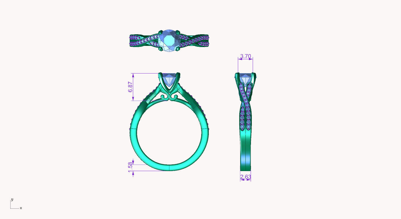 aj-027 diamond engagement ring gold 3D print model_5