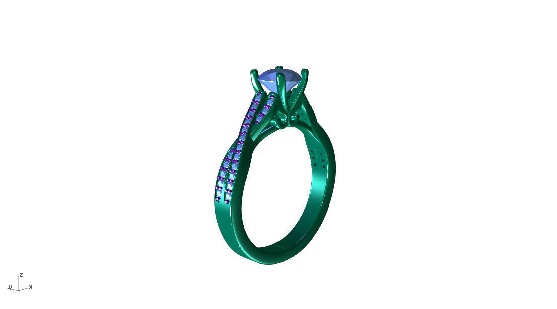 aj-027 diamond engagement ring gold 3D print model_4