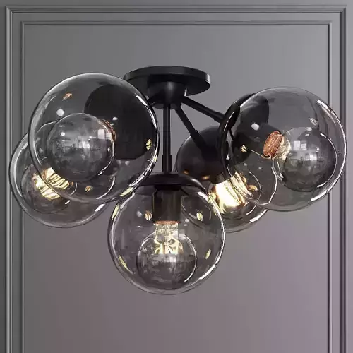 Modo Ceiling Mount 5 Globes Black and Gray Glass
