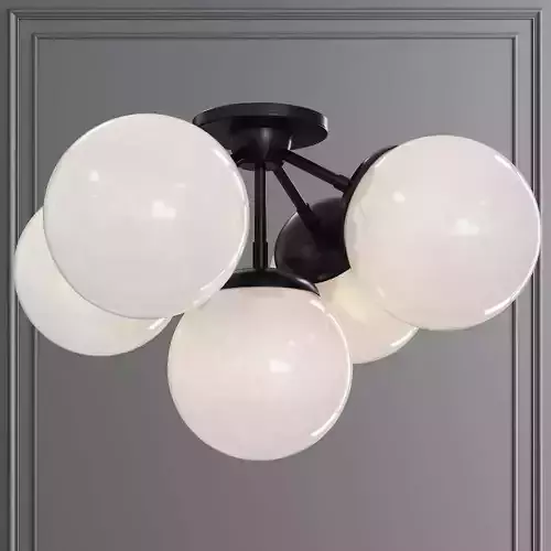 Modo Ceiling Mount 5 Globes Black and Cream Glass
