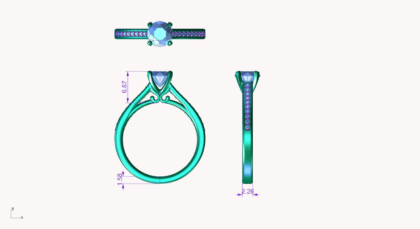 aj-028 diamond engagement ring gold 3D print model_4