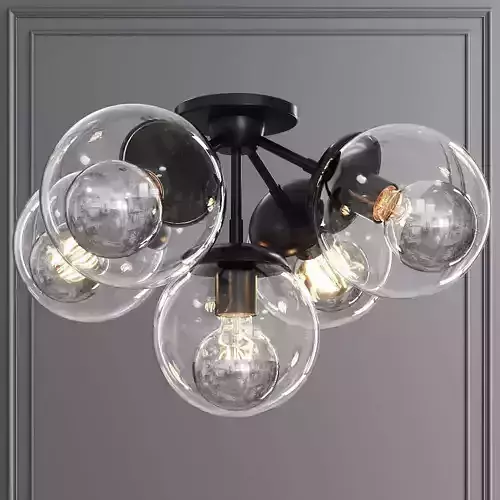 Modo Ceiling Mount 5 Globes Black and Clear Glass