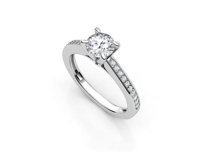 aj-029 diamond engagement ring gold 3D print model