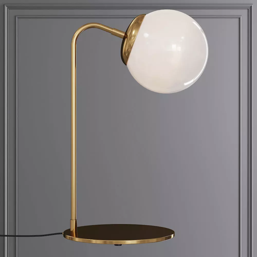 Modo Desk Lamp Brushed Brass and Cream Glass 3D model_0