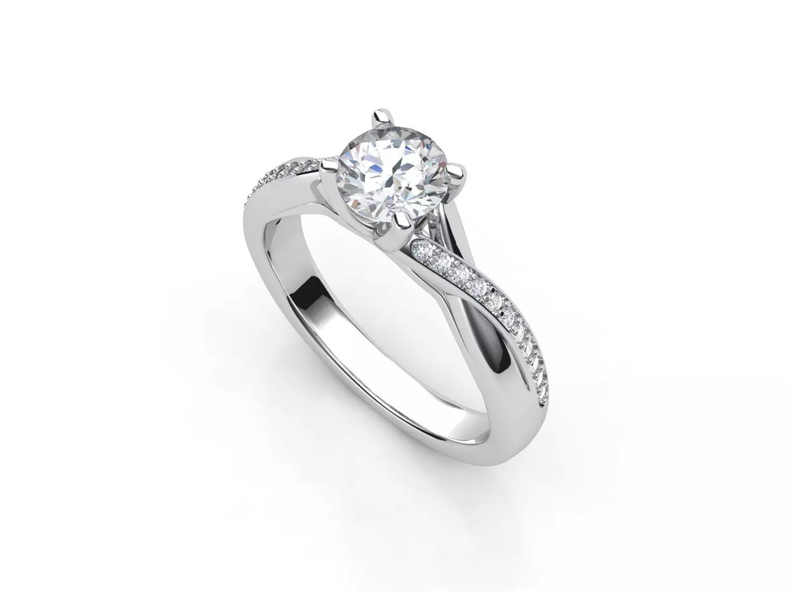 aj-030 diamond engagement ring gold 3D print model