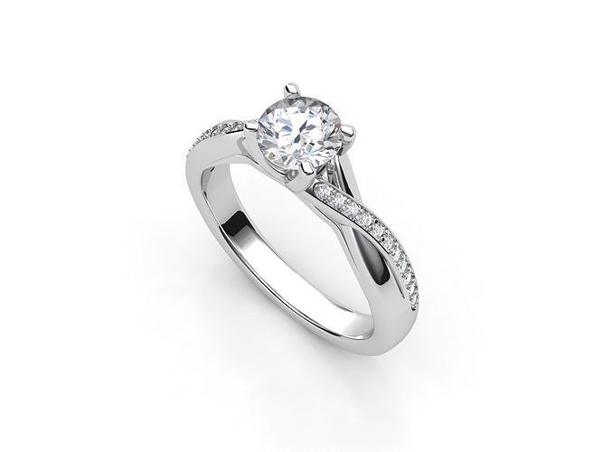 aj-030 diamond engagement ring gold 3D print model