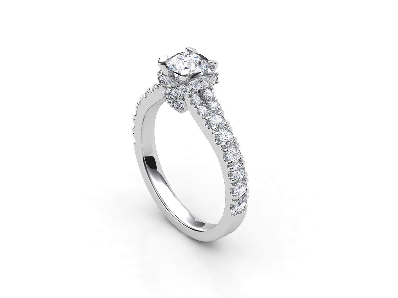 aj-031 diamond engagement ring gold 3D print model_2