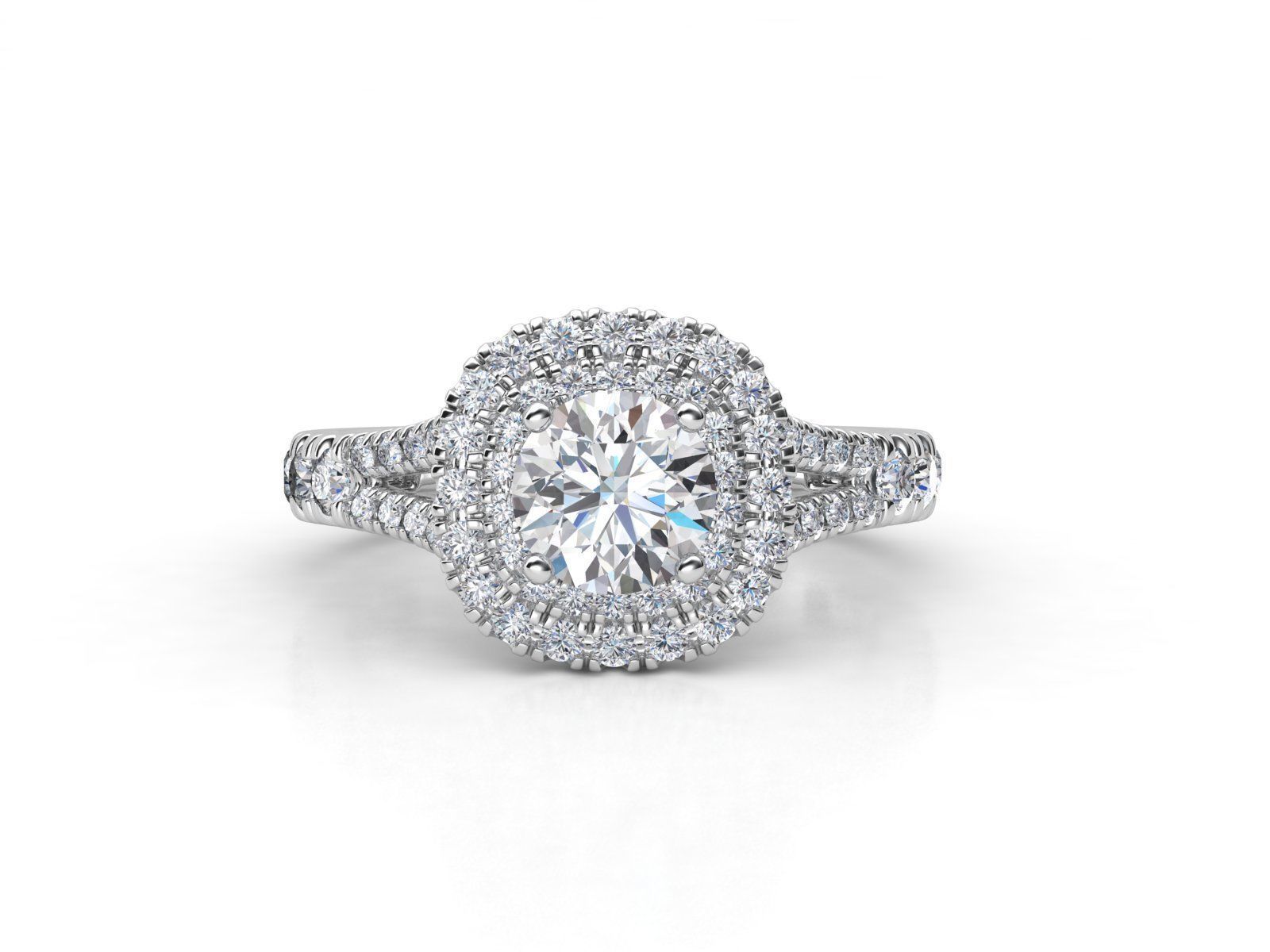 aj-032 diamond halo engagement ring 3D print model_2