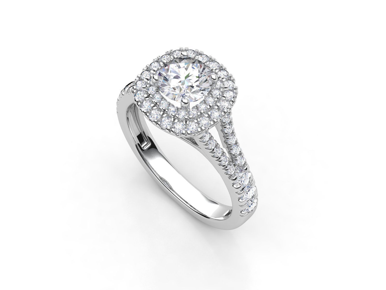aj-032 diamond halo engagement ring 3D print model_1