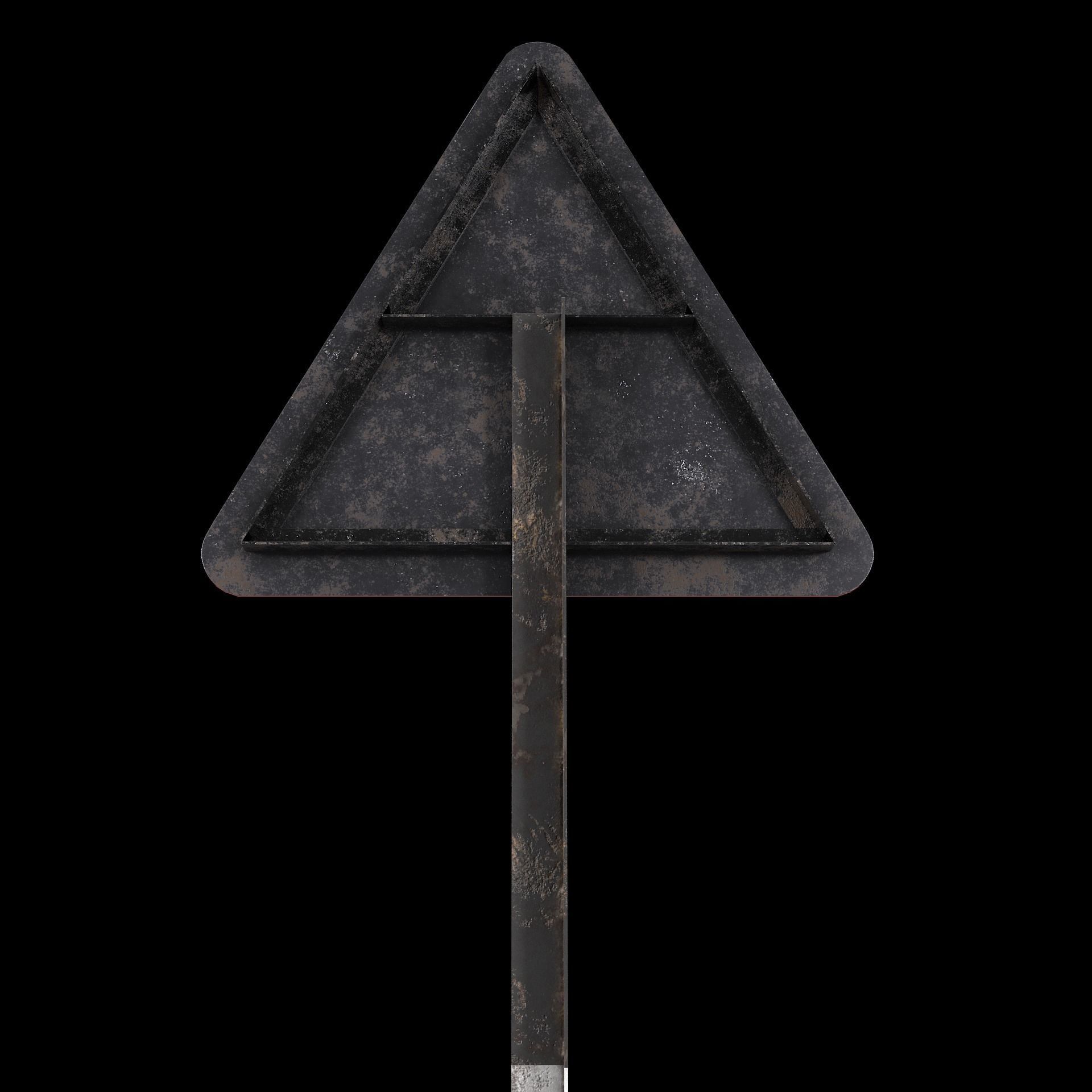 Falling rocks Roadsign Low-poly 3D model_5