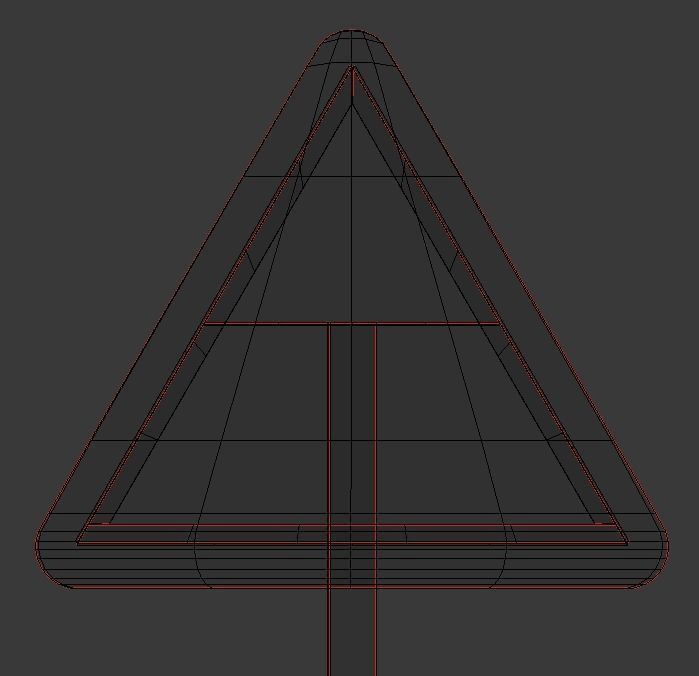 Falling rocks Roadsign Low-poly 3D model_12