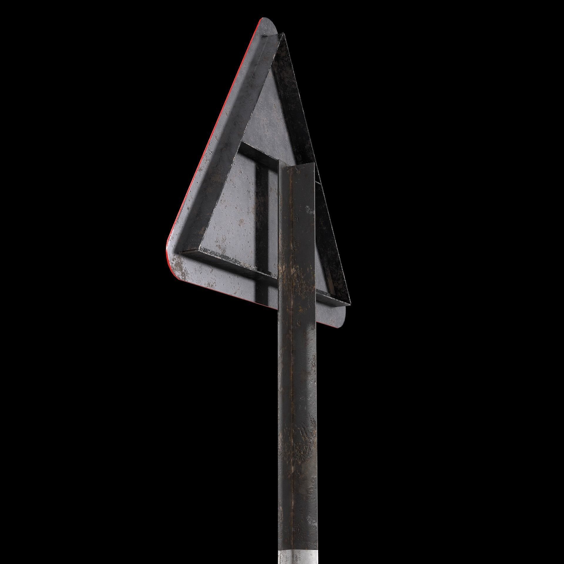 Falling rocks Roadsign Low-poly 3D model_7