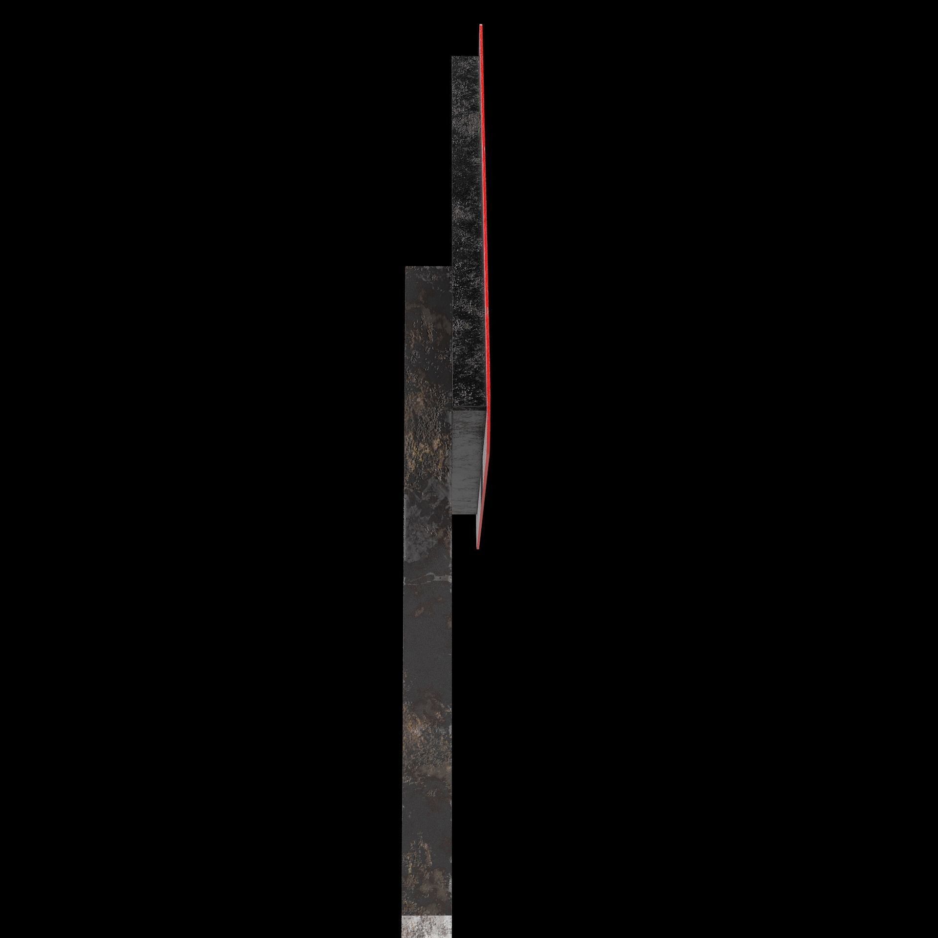 Falling rocks Roadsign Low-poly 3D model_2