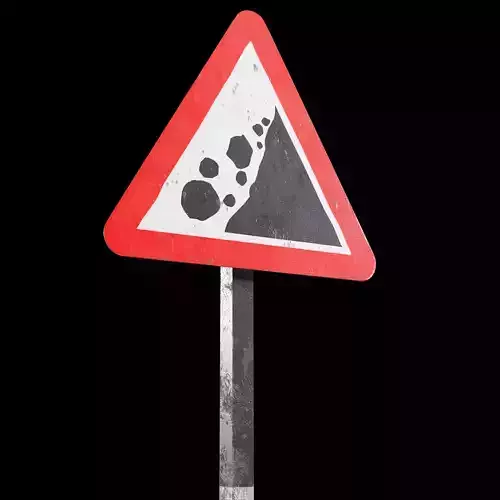 Falling rocks Roadsign Low-poly 3D model Falling rocks Roadsign Low-poly 3D model