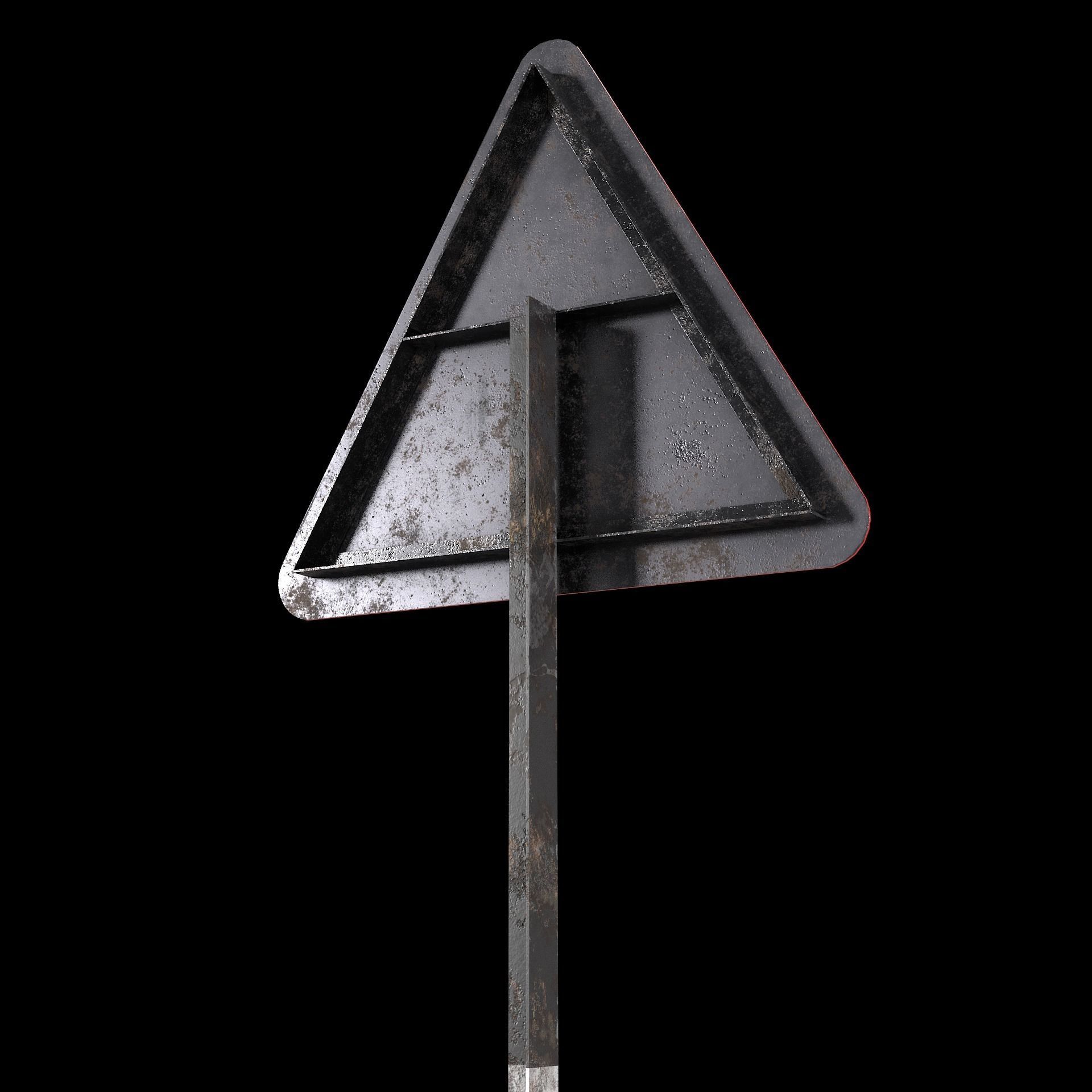 Falling rocks Roadsign Low-poly 3D model_4