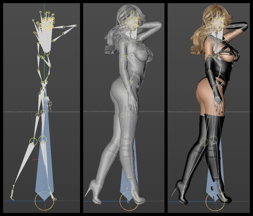 Dominatrix skeleton woman 3D model_9