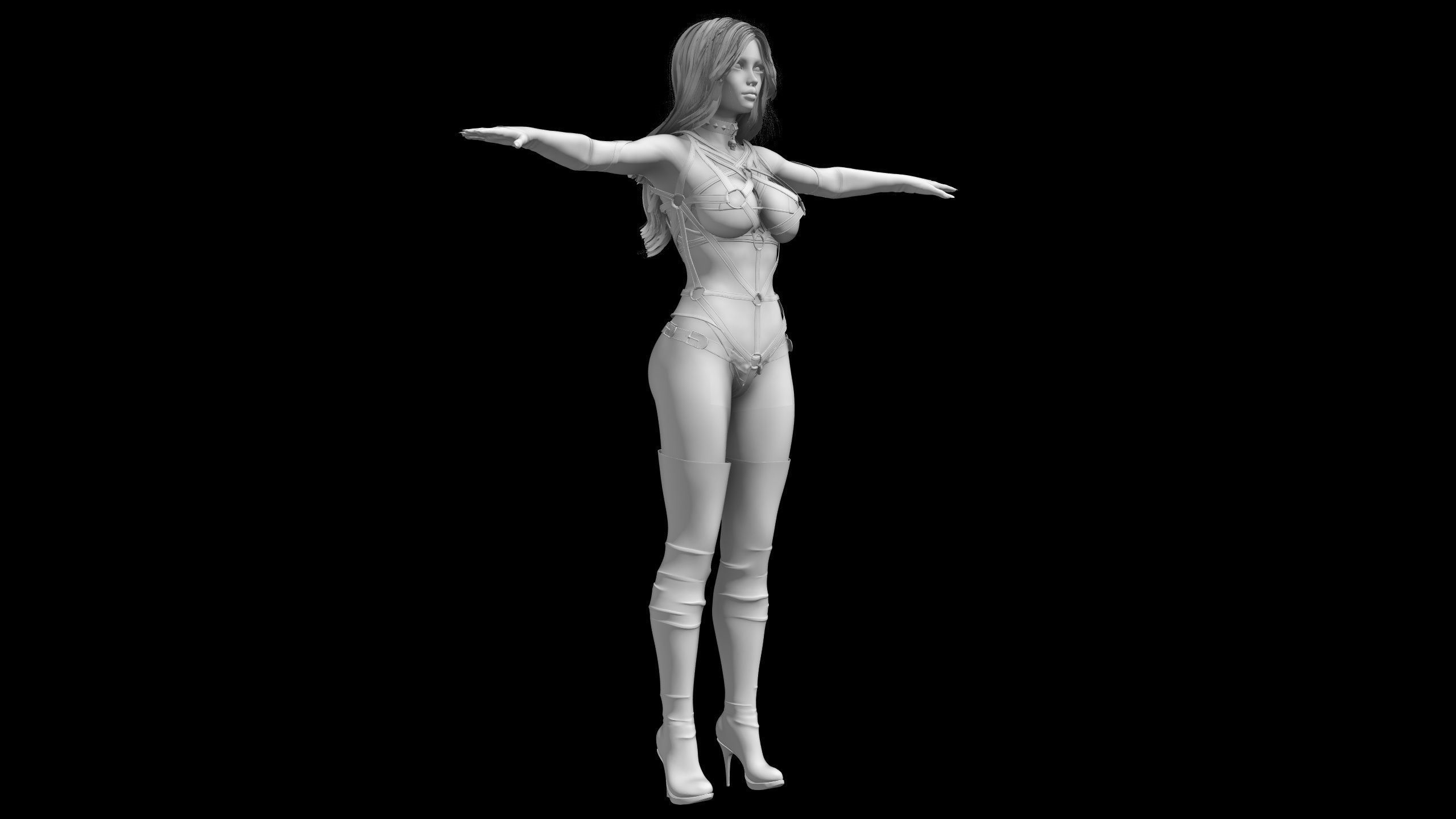 Dominatrix skeleton woman 3D model_3