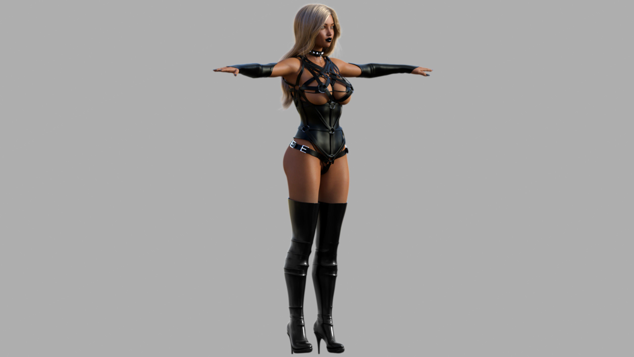 Dominatrix skeleton woman 3D model_4