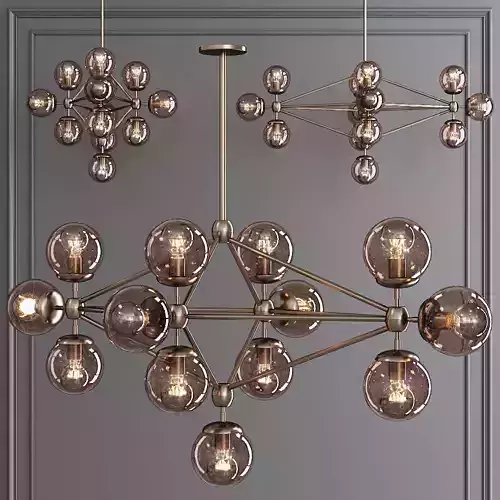 Modo Diamond Chandelier 13 Globes Bronze and Smoke Glass