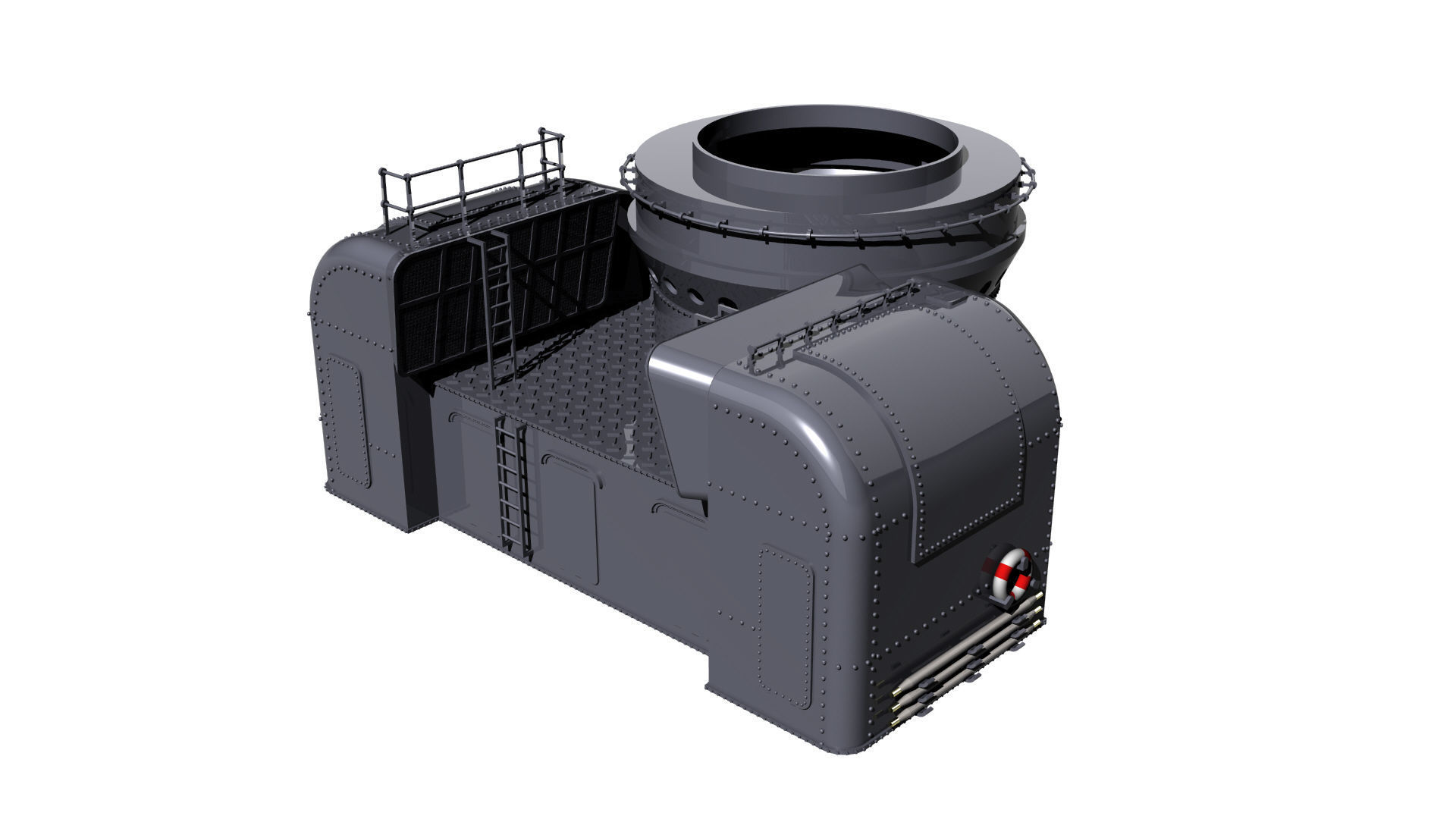 Front barbette gun turret scale 1-200 3D print model