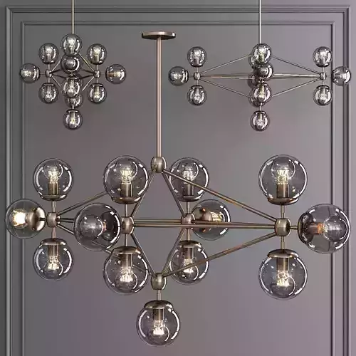 Modo Diamond Chandelier 13 Globes Bronze and Gray Glass
