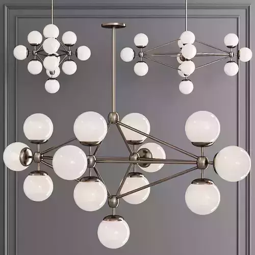 Modo Diamond Chandelier 13 Globes Bronze and Cream Glass