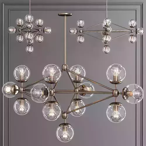 Modo Diamond Chandelier 13 Globes Bronze and Clear Glass