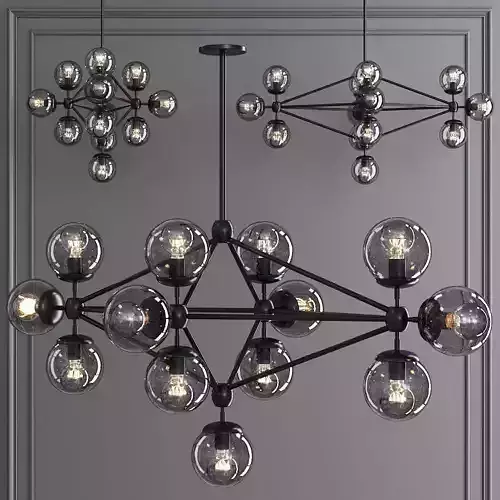 Modo Diamond Chandelier 13 Globes Black and Gray Glass