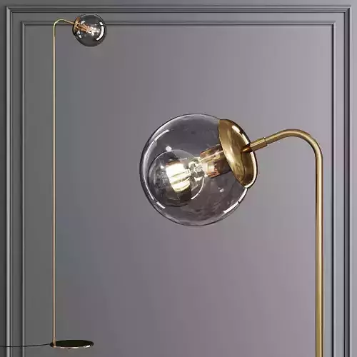 Modo Floor Lamp Brushed Brass and Gray Glass 3D model
