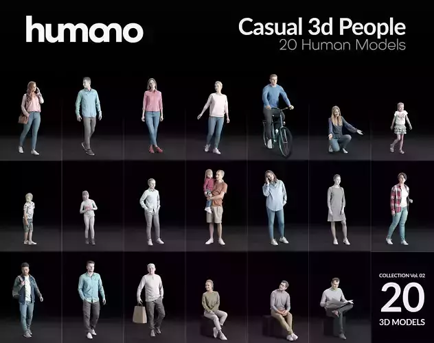 Humano 20-Collection 02 People models -  STREET - NEIGHBOURHOOD 3D model
