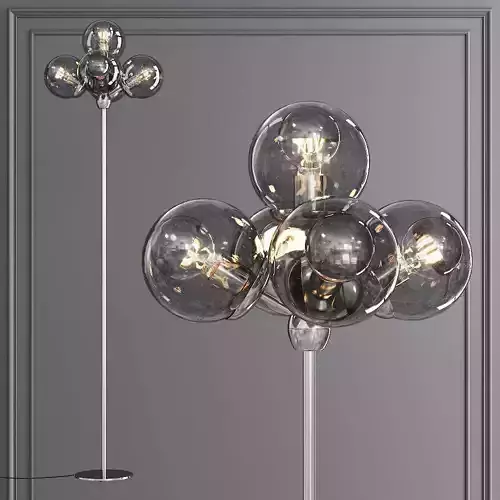 Modo Floor Lamp 5 Globes Polished Nickel and Gray Glass 3D model