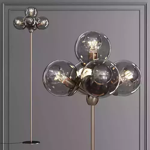 Modo Floor Lamp 5 Globes Bronze and Gray Glass 3D model