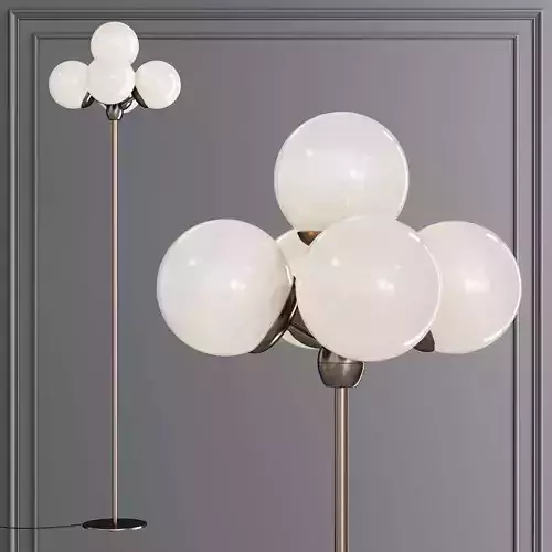 Modo Floor Lamp 5 Globes Bronze and Cream Glass
