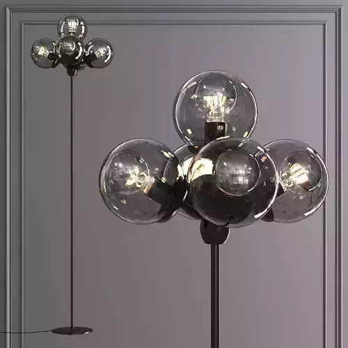 Modo Floor Lamp 5 Globes Black and Gray Glass 3D model