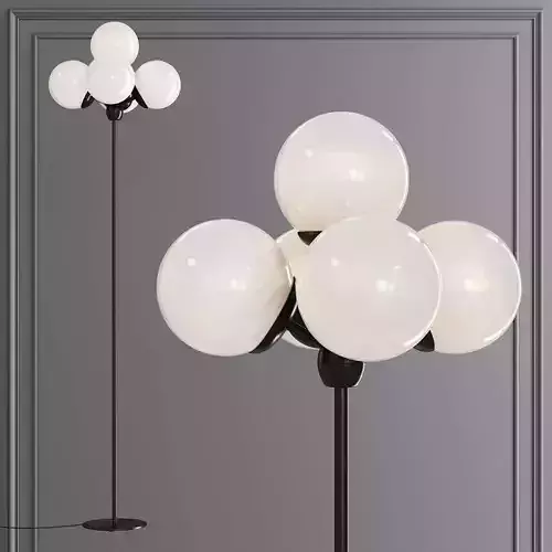 Modo Floor Lamp 5 Globes Black and Cream Glass