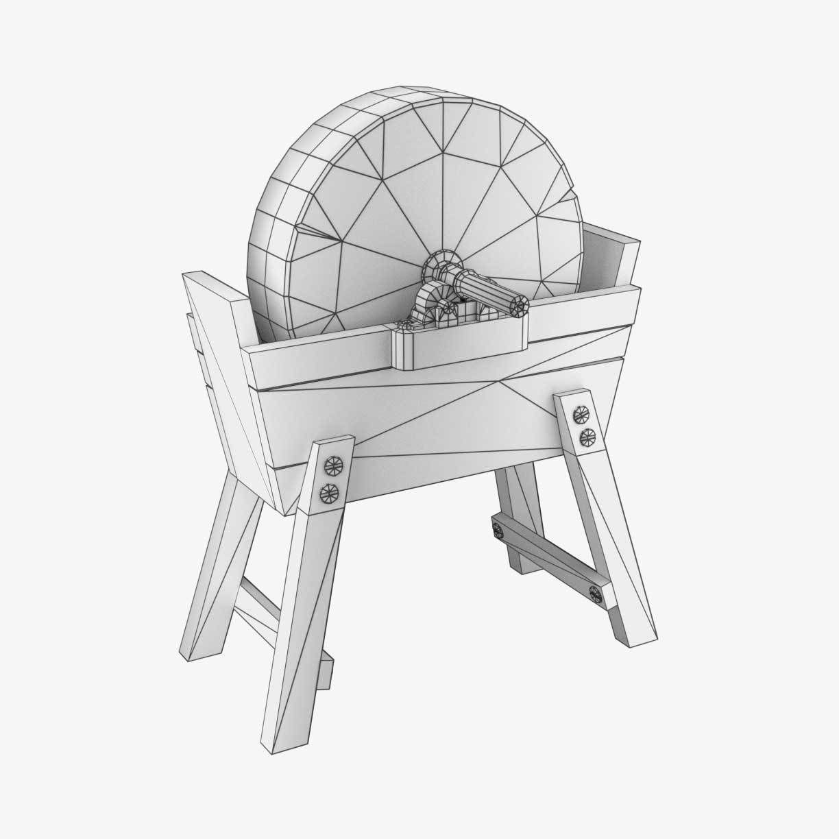 Old Grindstone Low-poly 3D model_1