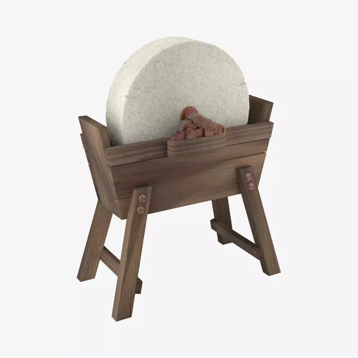 Old Grindstone Low-poly 3D model_0