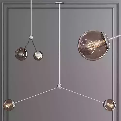 Modo Pendant 2 Globes Polished Nickel and Smoke Glass