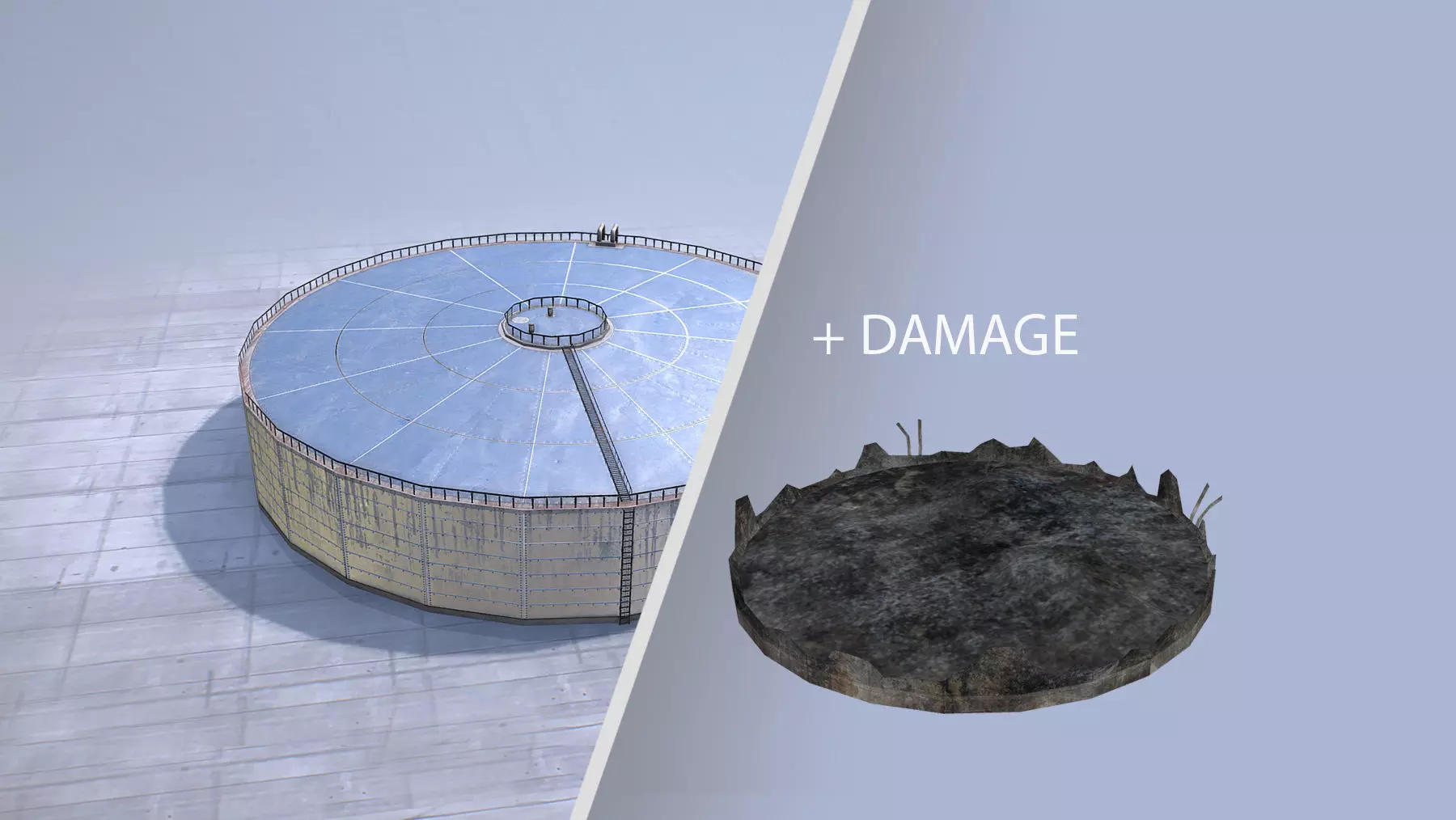 FuelTank 02 with Damage Low-poly 3D model_0