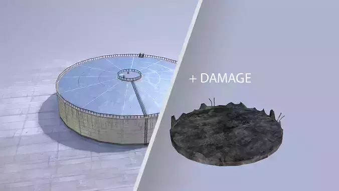 FuelTank 02 with Damage Low-poly 3D model