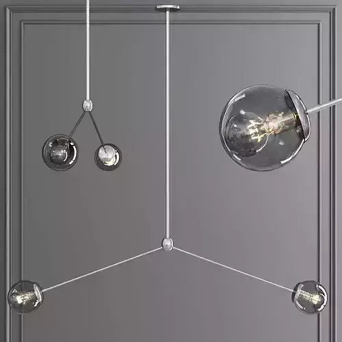 Modo Pendant 2 Globes Polished Nickel and Gray Glass