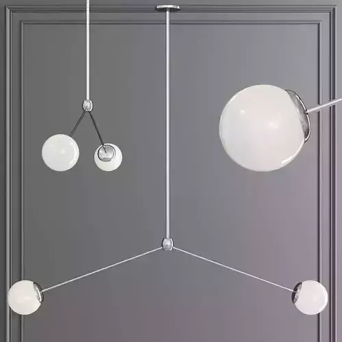 Modo Pendant 2 Globes Polished Nickel and Cream Glass
