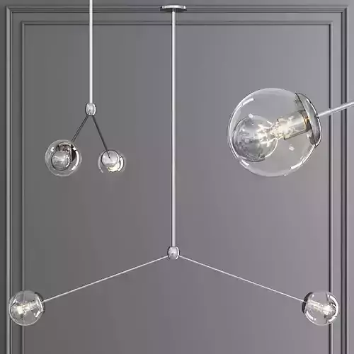 Modo Pendant 2 Globes Polished Nickel and Clear Glass