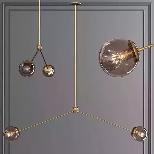 Modo Pendant 2 Globes Brushed Brass and Smoke Glass