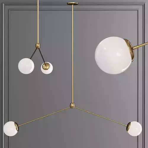 Modo Pendant 2 Globes Brushed Brass and Cream Glass