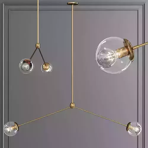 Modo Pendant 2 Globes Brushed Brass and Clear Glass