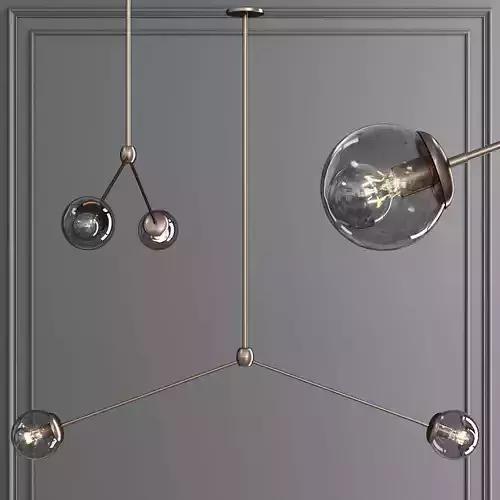 Modo Pendant 2 Globes Bronze and Gray Glass